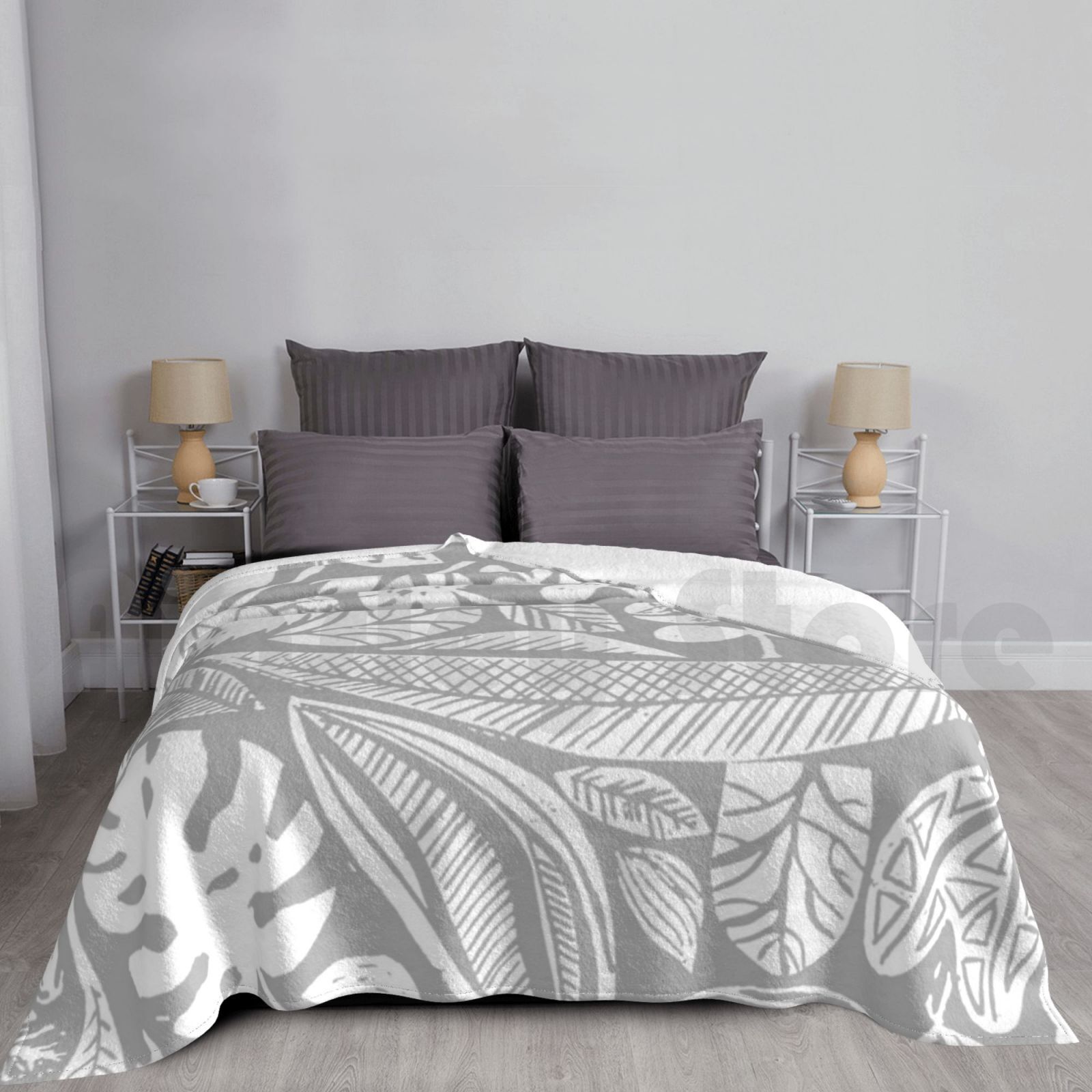 Lino Printing Block - Modern Nature Blanket For Sofa Bed