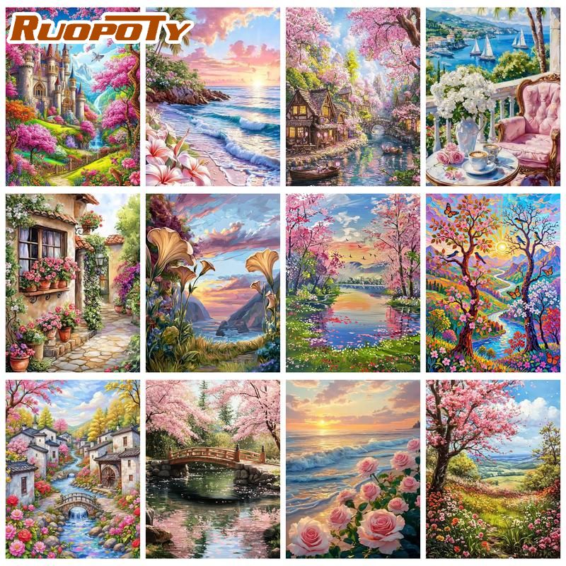 Art Craft Ideas For Adults - RUOPOTY Sunset Beach Paint By Numbers