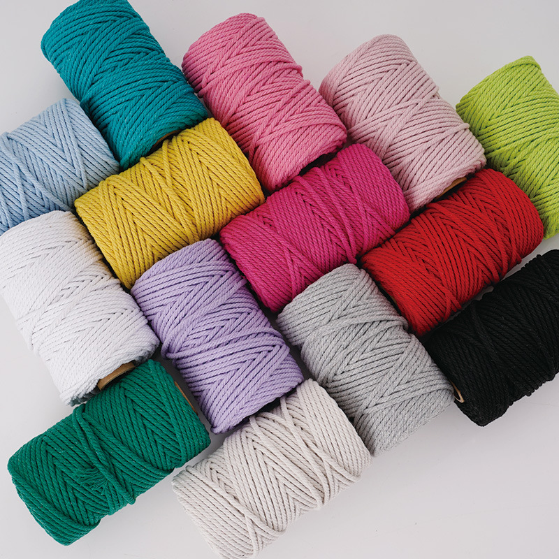 Macrame Cord Cotton - 3mm Natural & Colorful Core-Spun Cotton