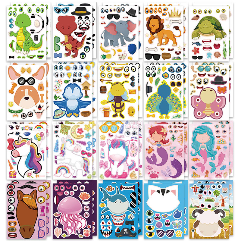 Art Craft Zoo - 12/24 Sheets Make a Face Stickers