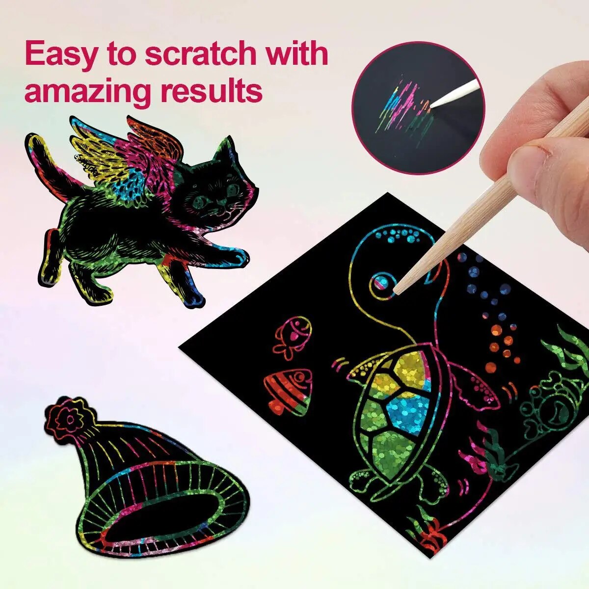 Art Craft 6 Year Old - Many Creative Scratch Art Cards Kit!