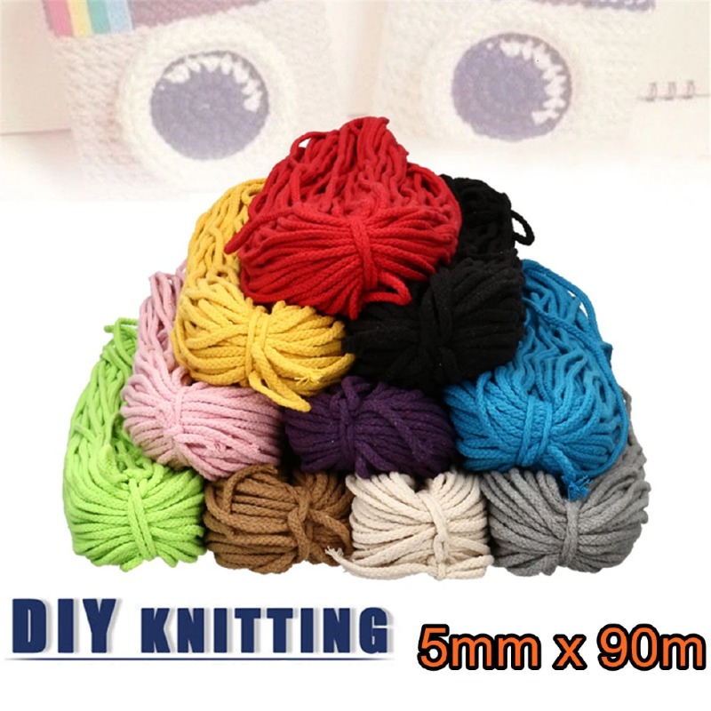 Macrame Cord Cotton - 21 Colors 5mm 90M Cotton Macrame