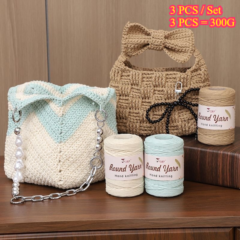 3PCS 300g Round Cotton Yarn So - Macrame Cord Cotton ulasan dan harga