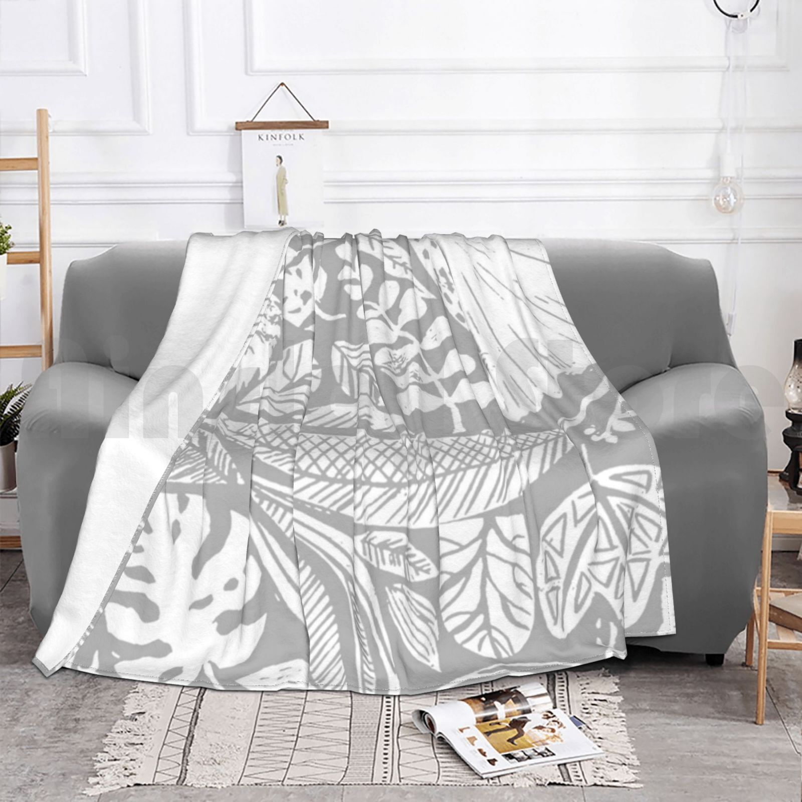 Modern Nature Blanket For Sofa - Lino Printing Block ulasan dan harga