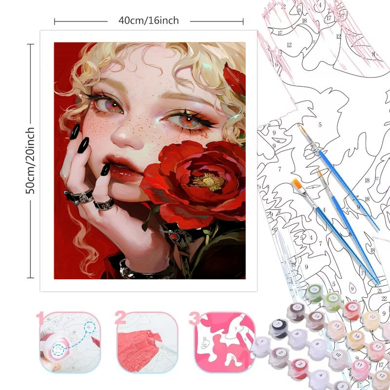 Paint By Numbers Kit for Adult - Art Craft Rose ulasan dan harga