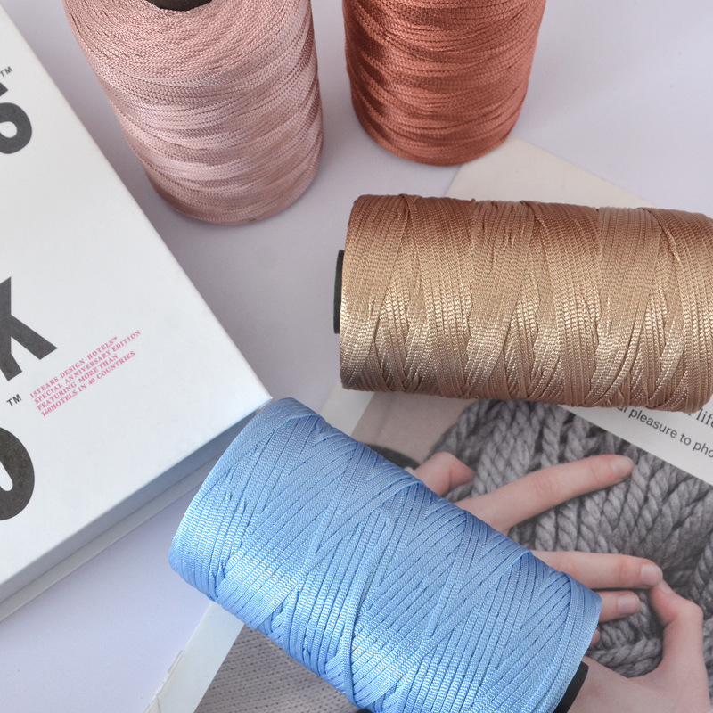 Shiny Flat Ribbon Crochet Yarn - Macrame Cord Cotton ulasan dan harga