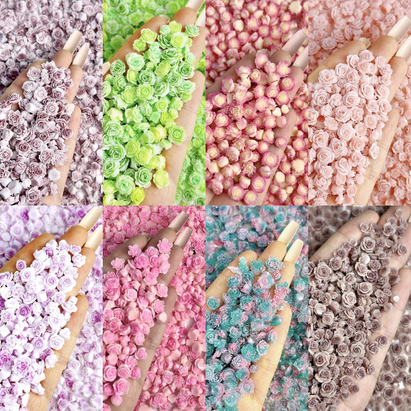 50pcs Random Mixed Resin Rose  - Art Craft Rose ulasan dan harga
