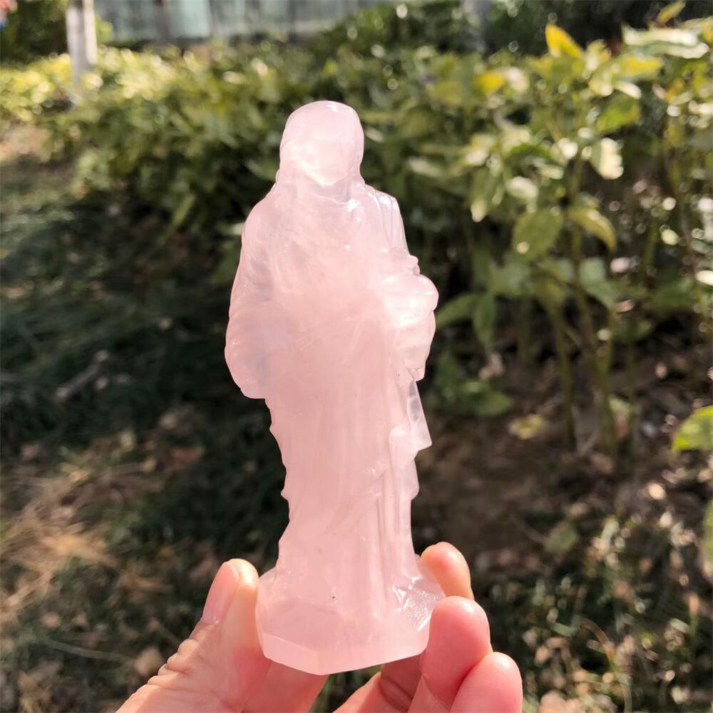 10cm Rose Quartz Jesus Carving - Art Craft Rose ulasan dan harga