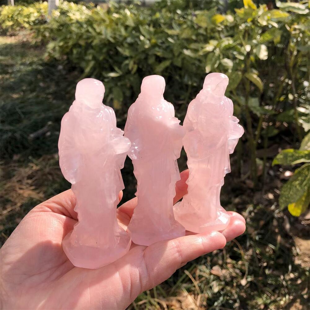 10cm Rose Quartz Jesus Carving - Art Craft Rose ulasan dan harga