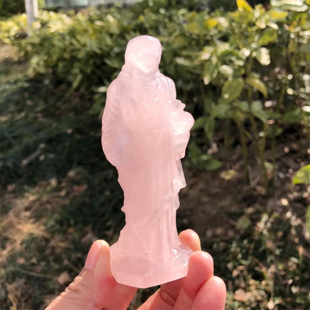 10cm Rose Quartz Jesus Carving - Art Craft Rose ulasan dan harga