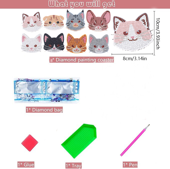 8 Pieces DIY Diamond Painting  - Art Craft Cat ulasan dan harga