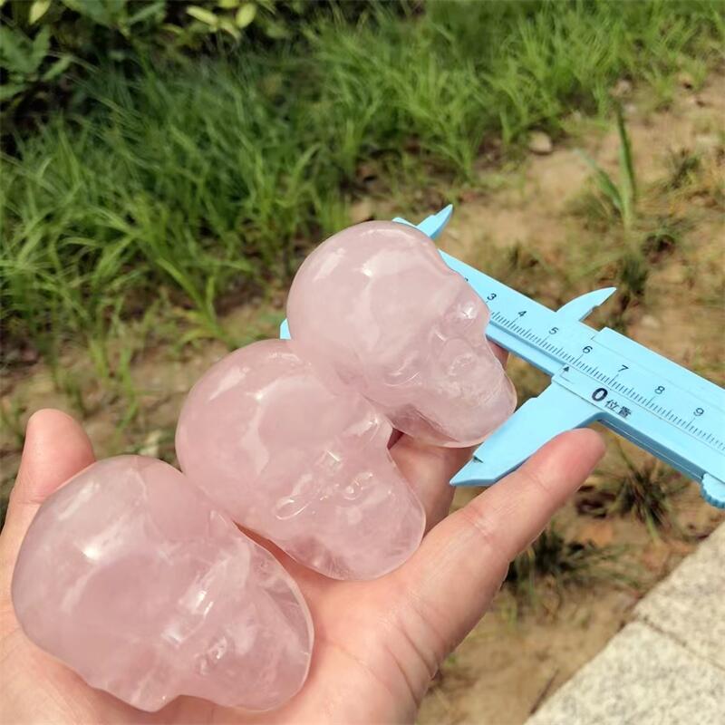 Natural Rose Quartz Skull Carv - Art Craft Rose ulasan dan harga