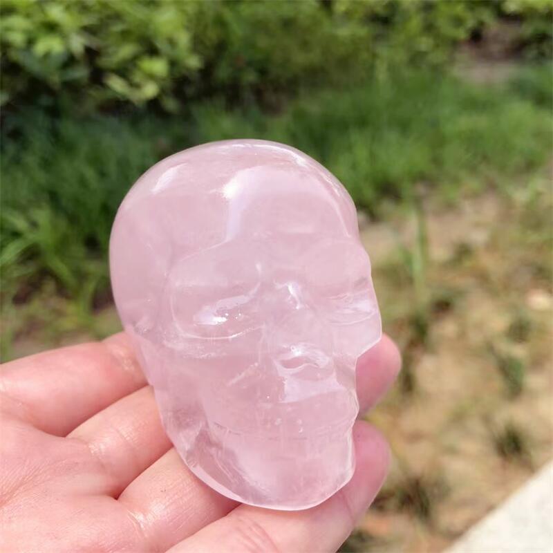 Natural Rose Quartz Skull Carv - Art Craft Rose ulasan dan harga