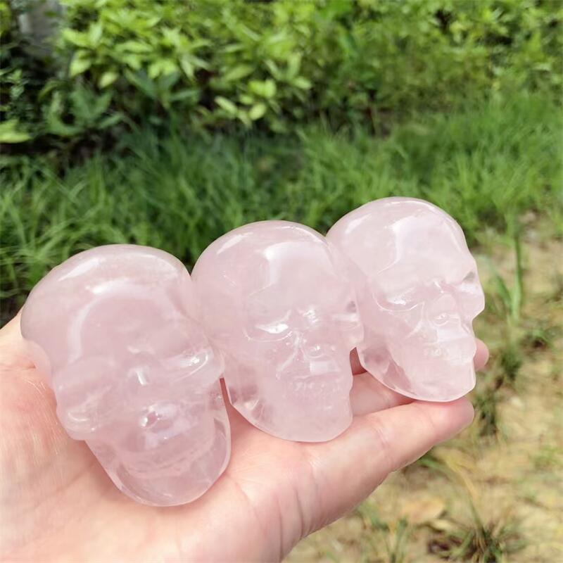 Natural Rose Quartz Skull Carv - Art Craft Rose ulasan dan harga