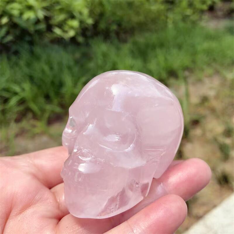 Natural Rose Quartz Skull Carv - Art Craft Rose ulasan dan harga