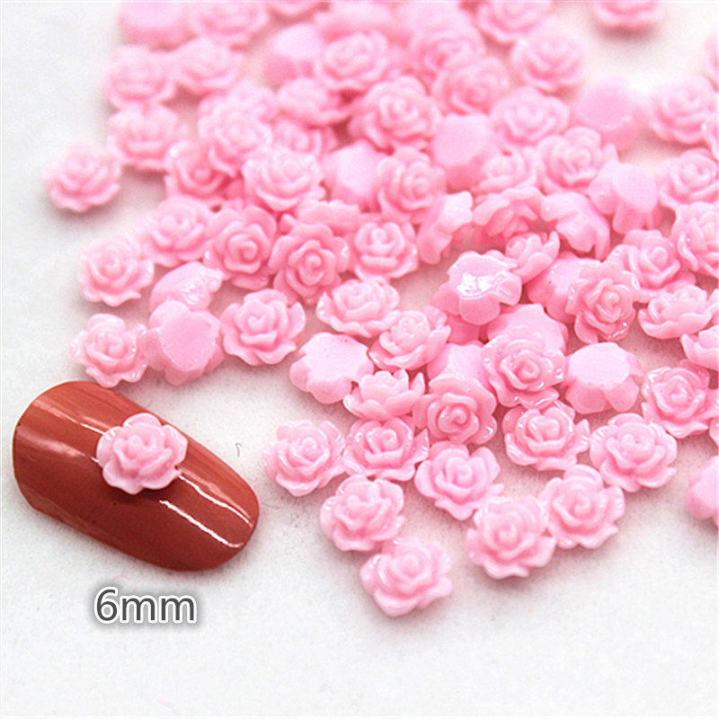 100pcs 6mm Resin Mini Rose Flo - Art Craft Rose ulasan dan harga