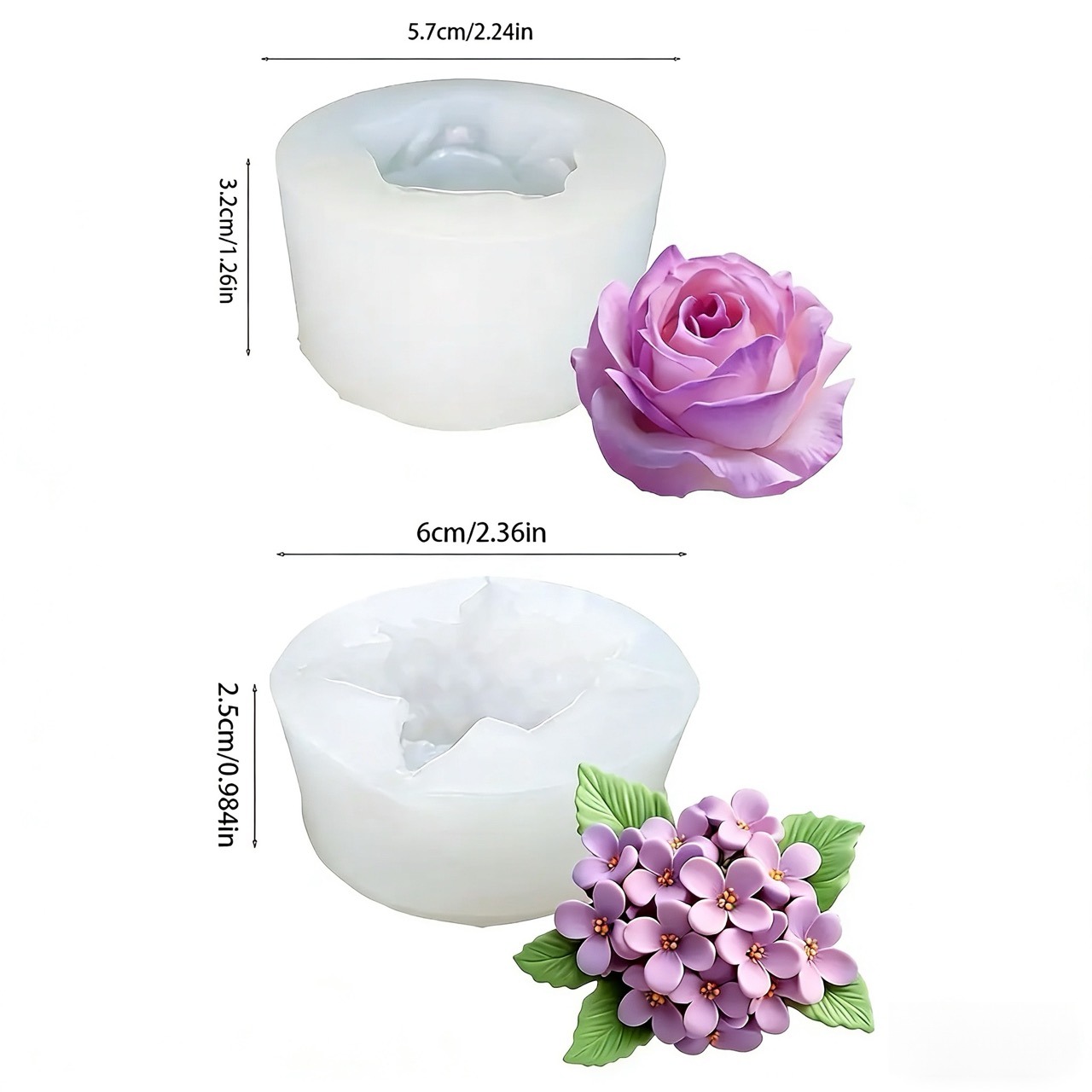 2-Piece 3D Rose and Lilac Sili - Art Craft Rose ulasan dan harga