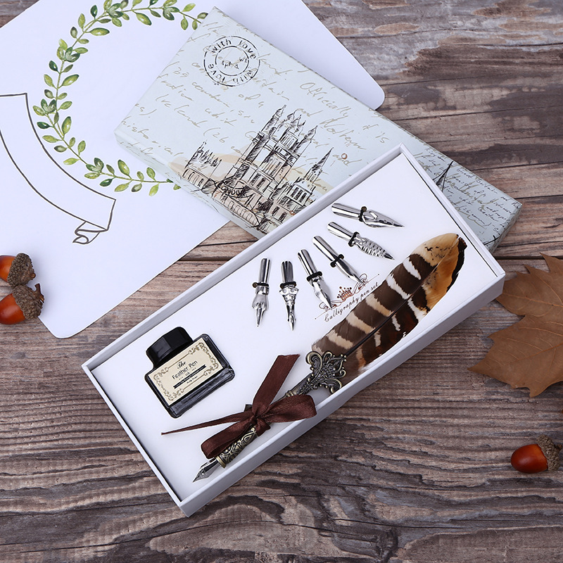 Retro Feather Dip Pen Writing  - Calligraphy Pen Set ulasan dan harga