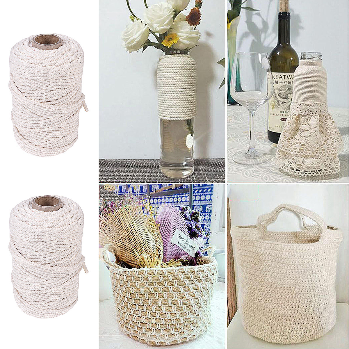 100M Natural Cotton Rope 5Mm U - Macrame Cord Cotton ulasan dan harga