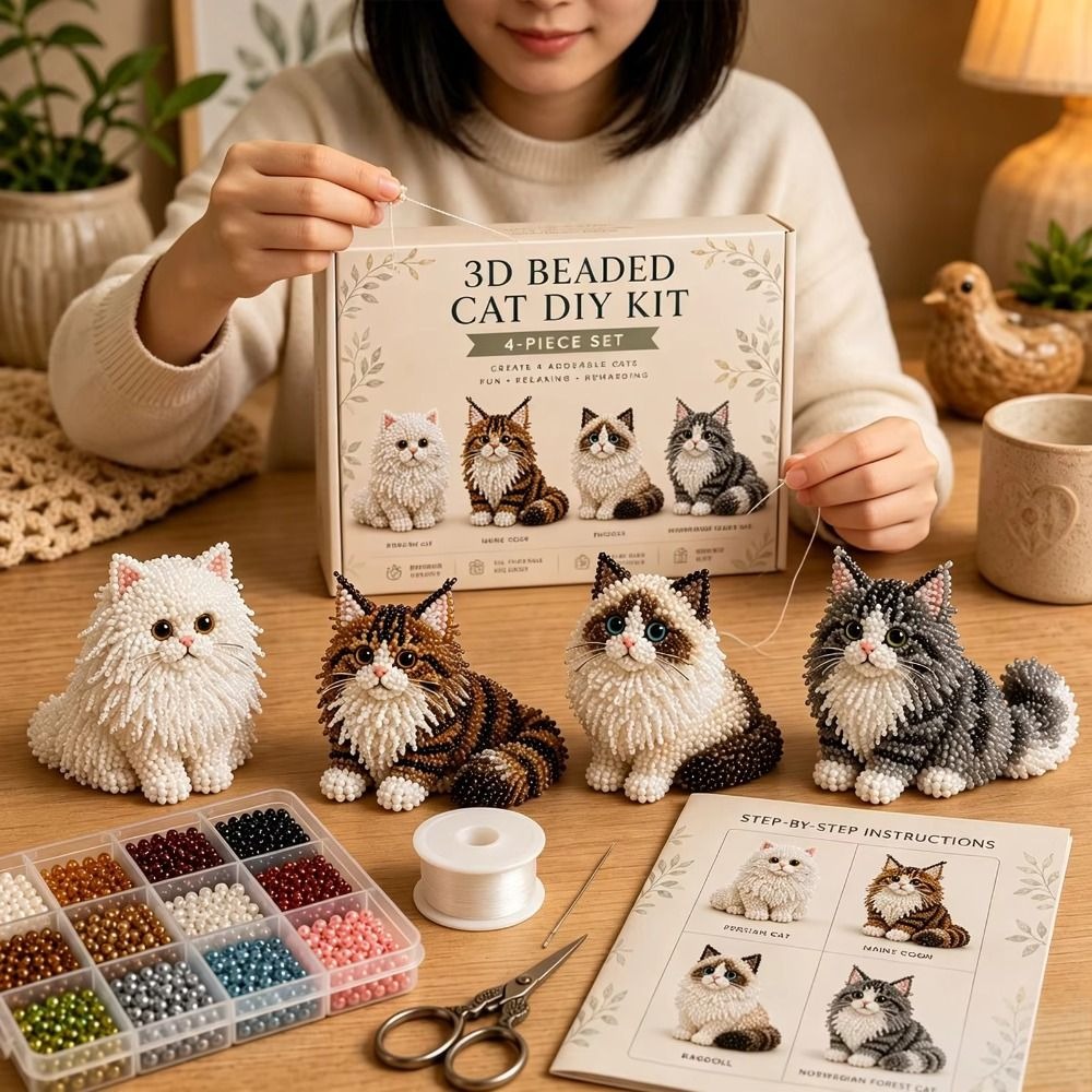 Handmade DIY Animal Bead Embro - Art Craft Cat ulasan dan harga