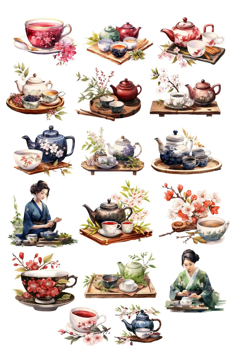 Cute Watercolor Tea Ceremony,  - Art Craft 6 Year Old ulasan dan harga